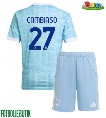 Juventus Andrea Cambiaso #27 Bortaställ Barn 2025-26 Kortärmad (+ Korta byxor)